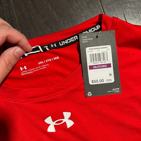 BNWT Men's Under Armour Team Anti-Odor red Tech Long Sleeve Shirt 2XLarge top - Picture 2 of 7